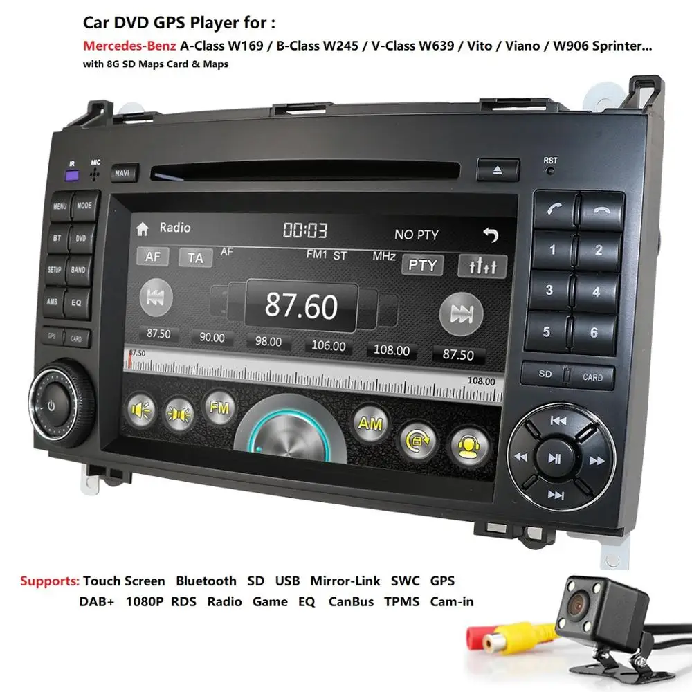 Car DVD Player for Mercedes Benz B200 B Class W169 W245 Viano Vito W639 Sprinter W906 2 Din Car Radio Multimedia GPS RDS