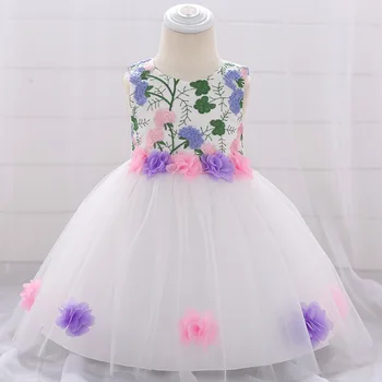 

Toddler Girl Dress Flower Appliques Baby Dress Baby Girl Clothes for Pegeant Baptism Birthday Princess Party Vestido Infantil