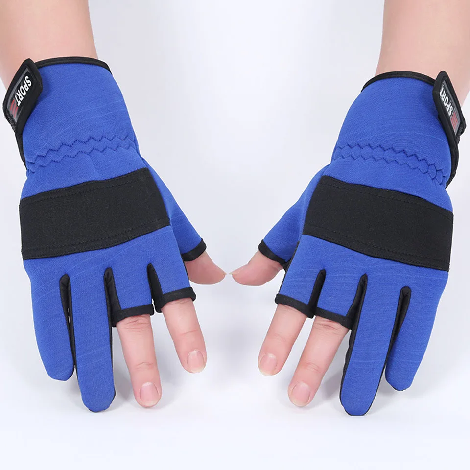 Half Finger Elastic Fishing Gloves Waterproof Anti Slip Gloves For Men