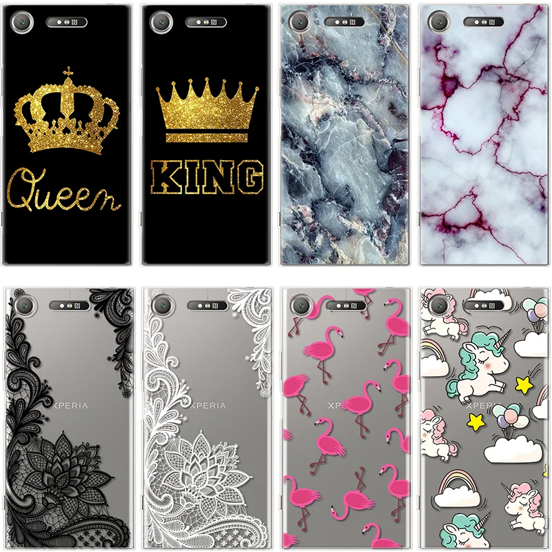 

For Coque Sony Xperia E5 L1 L2 X XA XA1 XA2 Ultra Plus XZ XZ1 XZ2 Z5 Compact Fundas For Sony Xperia XA Case King Queen TPU Cover