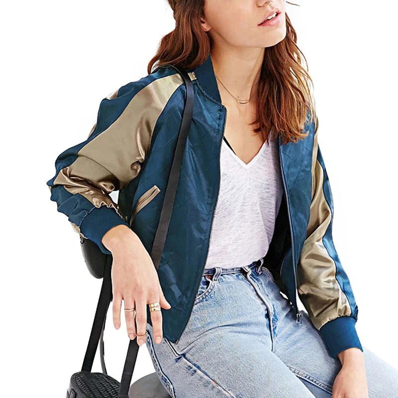 Denim Women Fashion Casual Outwear Color Block Contrast