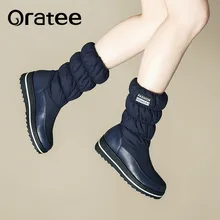 Новинка; модные уличные растягивающиеся теплые зимние сапоги до середины икры; женские зимние сапоги на платформе; обувь на плоской подошве с плюшевой подкладкой для девушек; большие размеры 35-43