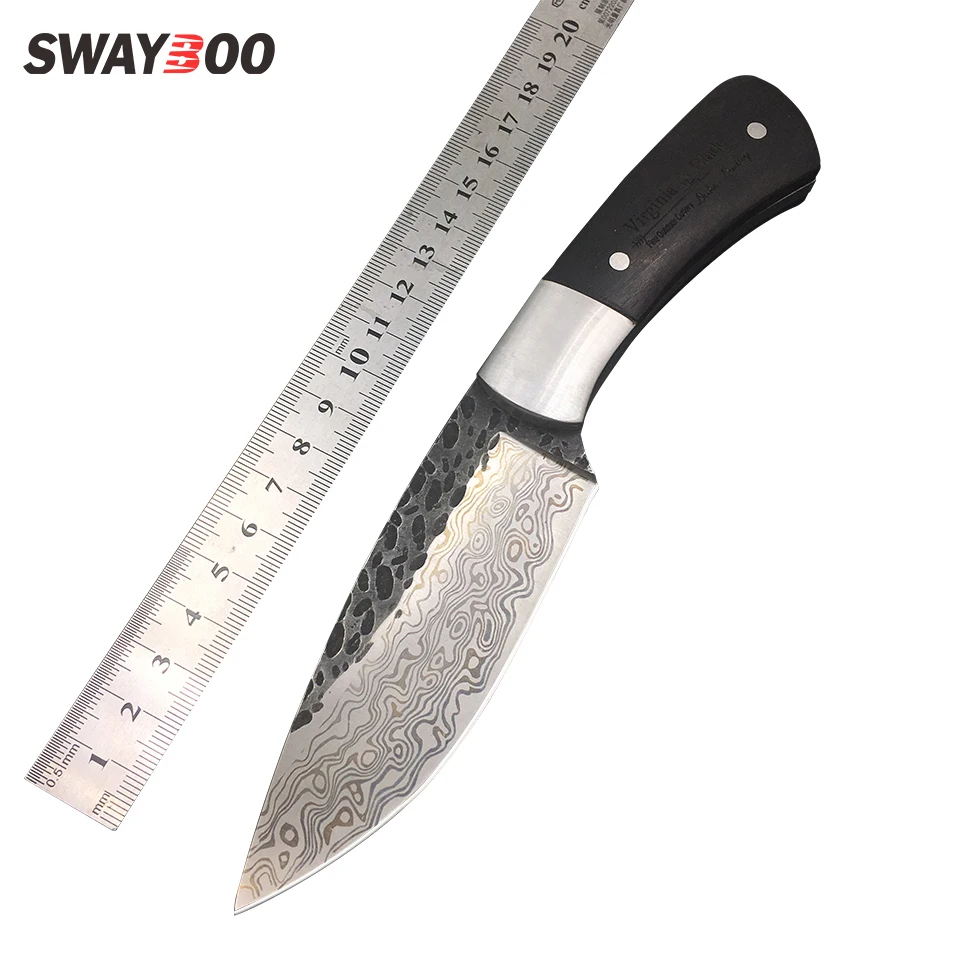 Swayboo Straight Handmade Damascus Steel pattern hunting