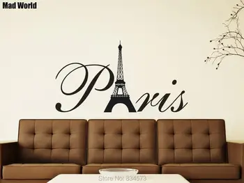 

Mad World-Paris Tower France Symbol Skyline Wall Art Stickers Wall Decals Home DIY Decoration Removable Room Decor Wall Stickers
