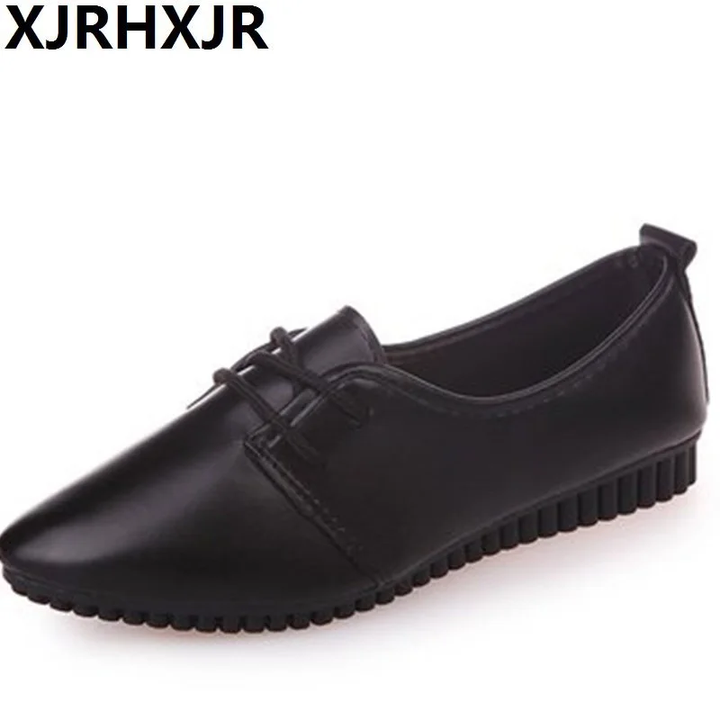 

2018 Pu Leather Point Toe Women Casual Spring Summer White Black Color Girl Flat Soft Ballet Zapato Shoes Flats Size 35-40