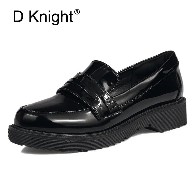 

Women's Oxfords Round Toe Shallow Flats Platform Shoes Woman Fashion PU Creepers Loafers British Style Oxford Shoes For Women