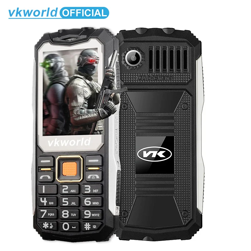 

VKWorld v3s Waterproof 2.4inch 2200mAh FM radio bluetooth cellphone dual led light 2 card slot phone