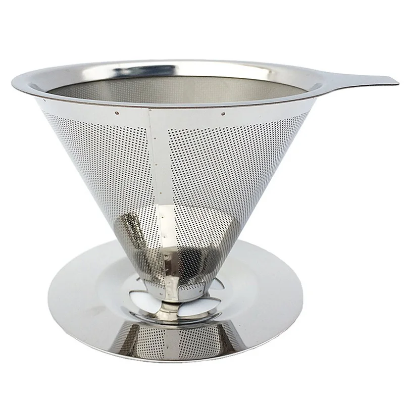 Kaufen Edelstahl Kegel Wiederverwendbare Kaffeefilter Körbe Mesh Sieb Gießen Über Kaffee Tropf Mit Ständer Halter