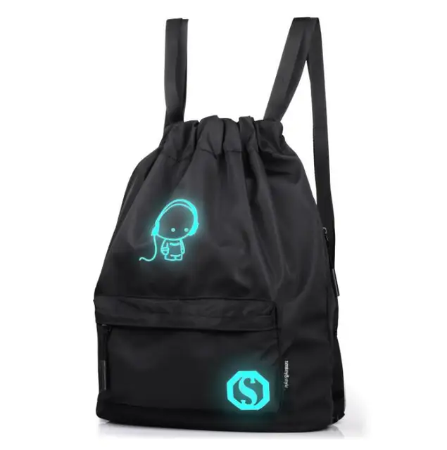 Reether Drawstring School Backpack Student Luminous Bookbag Glow In The