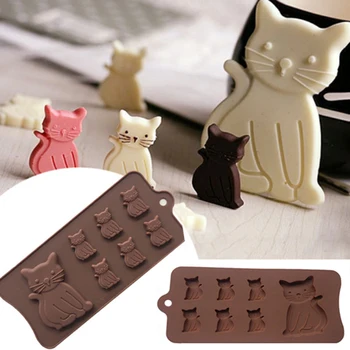 

New Cat Kitten 7 Cavity Silicone Mold For Fondant, Gum Paste, Chocolate, Crafts Mf100
