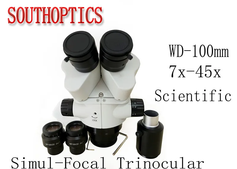 Лидер продаж sciential 7X 45X Simul Focal Тринокулярный зум стерео головка микроскопа WF10x