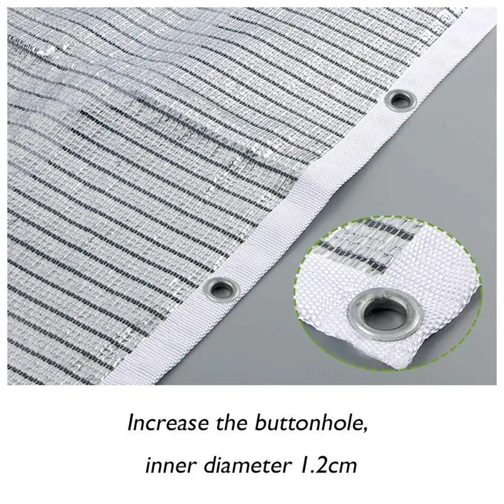 75% tela reflectante de sombra de aluminio resistente a los rayos UV sombra de red con Grommets sombra de malla de bloque solar para invernadero jardín pat