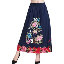 Новая качественная летняя женская юбка стиль винтажный бренд Feminina Народная вышивка половина эластичная талия хлопчатобумажная льняная юбка Повседневная одежда