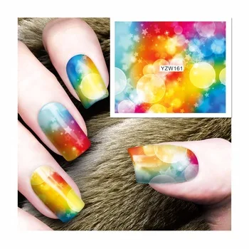 WUF 1 Sheet Colorful Nail Sticker Water Decals Nail Art Water Transfer Stickers For Nails 161