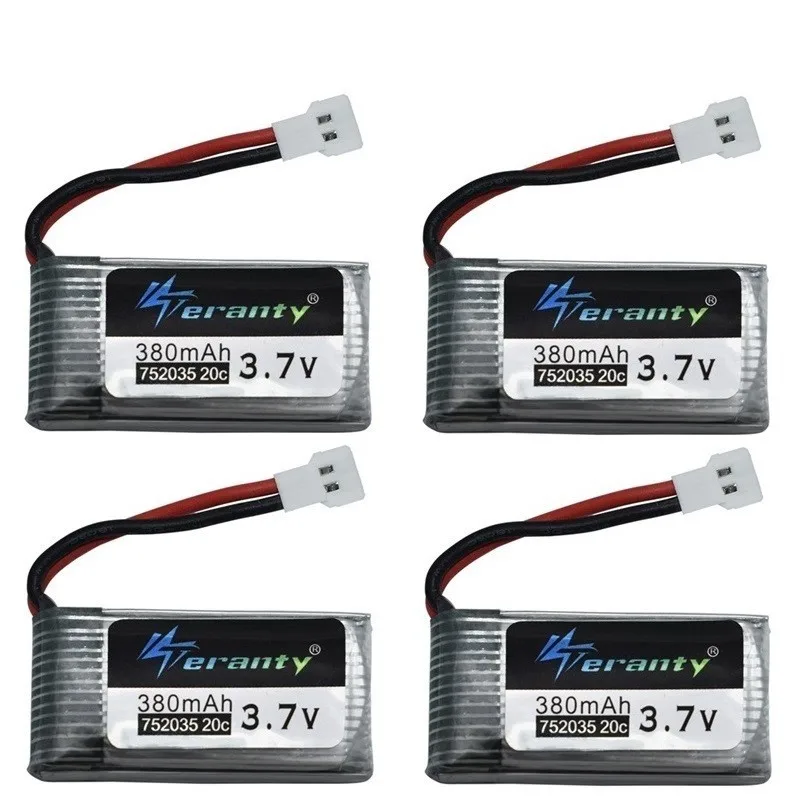 3,7 V 380mAh 752035 Lipo батарея запасная Замена для Hubsan X4 H107 H107L H107D JD385 JD388 RC самолетов мульти-роторов 5 шт - Цвет: Светло-серый