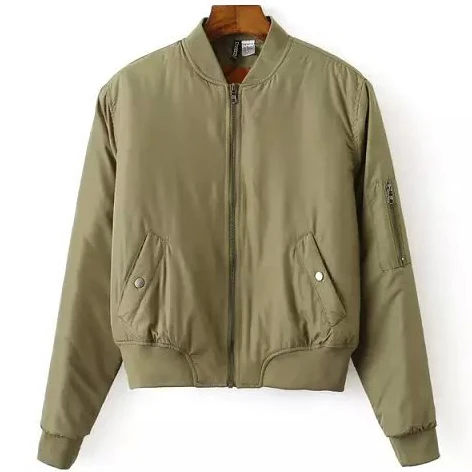 Bomber Jacket Women Short Spring Basic Jacket V Neck Side
