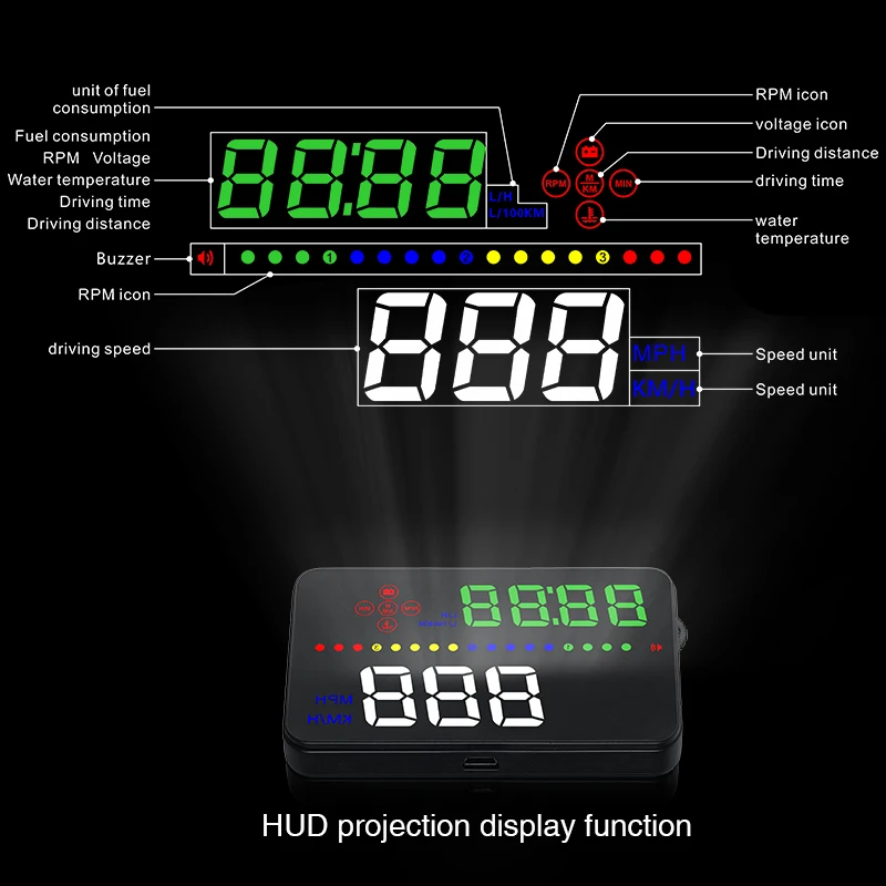 Автомобильный проектор на лобовое стекло A300 3 5 дюйма HD цифровой система