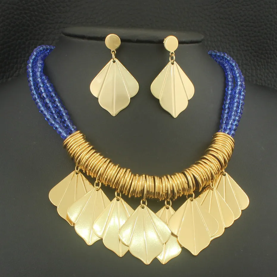 

Wholesale Stainless Steel Vintage Jewelry Gold Color Necklace Earrings Sets For Woman SEDZAKDC