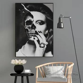 

Half Skull Face Marilyn Canvas Art Print Painting Poster Wall Pictures For Room Decoration Home Decor Picture No Frame