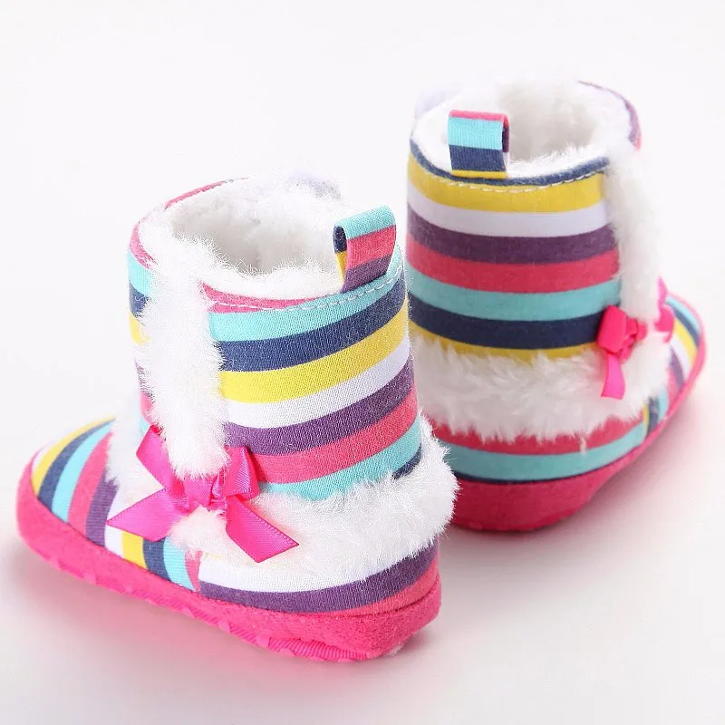 Для маленьких девочек; теплые мягкие зимние ботинки с плюшевым утеплителем для новорожденных девочек; зимние ботинки на плоской подошве, пинетки для малышей Нескользящие ботинки