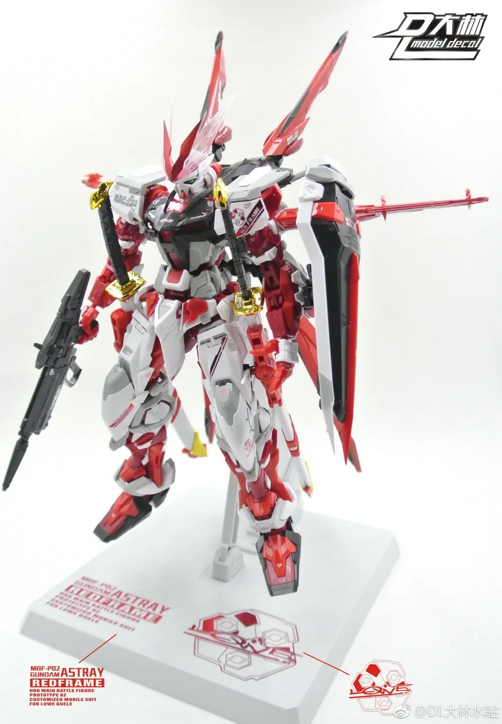 D.L Plating red Decal water paste For Bandai MG Red Frame backpack stand Gundam*