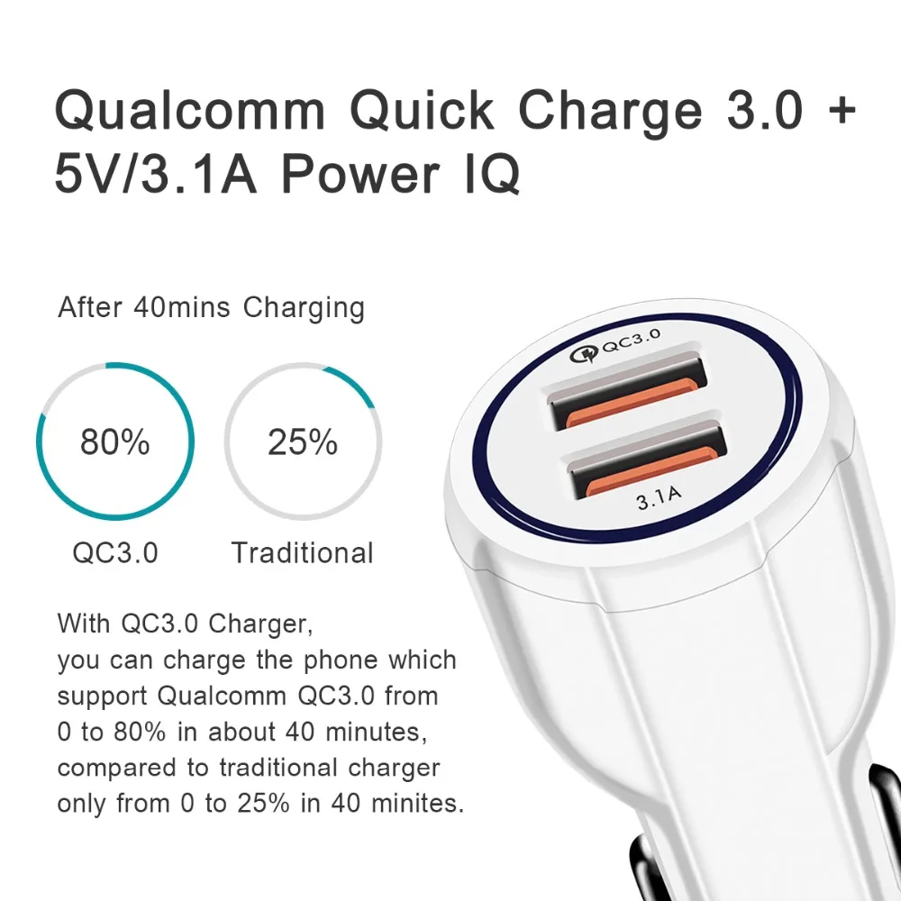 Автомобильное зарядное устройство 696 Quick Charge 3,0 для мобильного телефона, автомобильное зарядное устройство с двумя usb-портами Qualcomm Qc 3,0, адаптер для быстрой зарядки, автомобильное зарядное устройство Usb