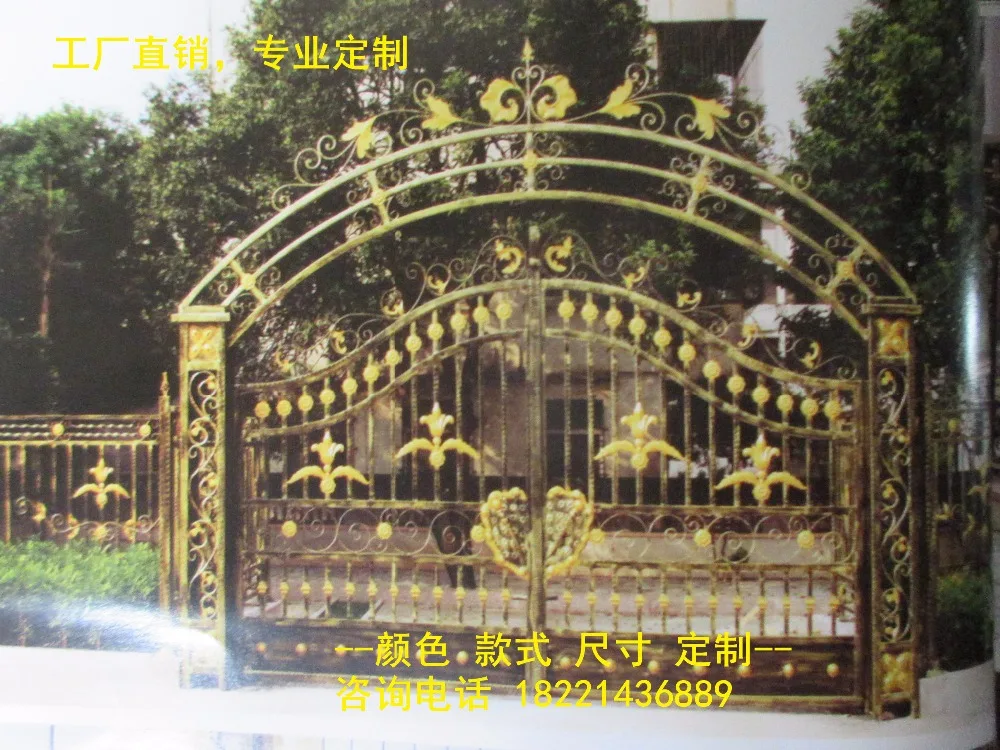 Изготовленные на заказ кованые железные ворота дизайн вся продажа кованые железные ворота металлические ворота стальные ворота hc-g97
