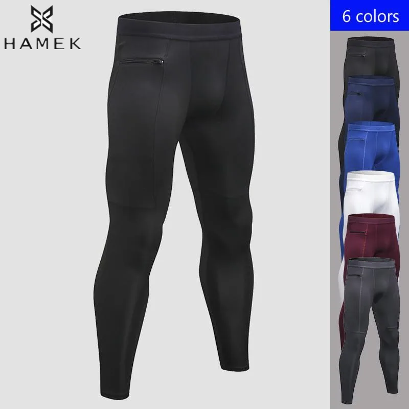 

Men's Zipper Pocket Running Tights Gym Pants Sports Running Training Anti Sweat Quick Dry High Elastic Tights Basketball Bottom