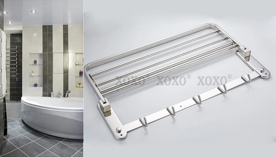 XOXO продукт настенная установка складной 304 из нержавеющей стали аксессуары для ванной комнаты, вешалка для полотенец 1068