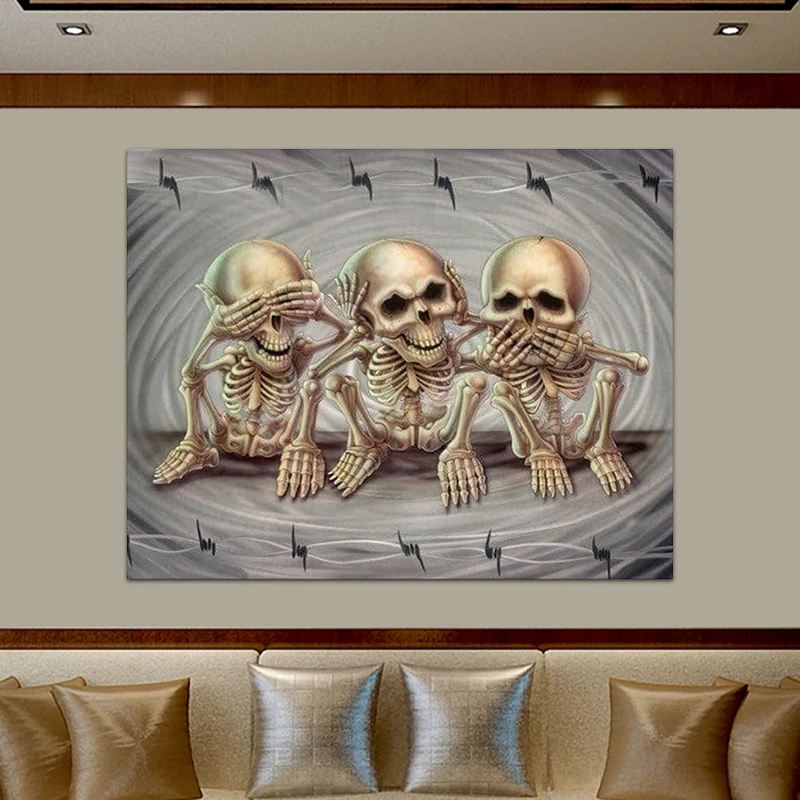 Kaufen Runde Platz DIY Diamant Malerei Schädel Icon 5D Diamant Stickerei Kunst Malerei Bild Kreuz Stich Halloween Dekoration