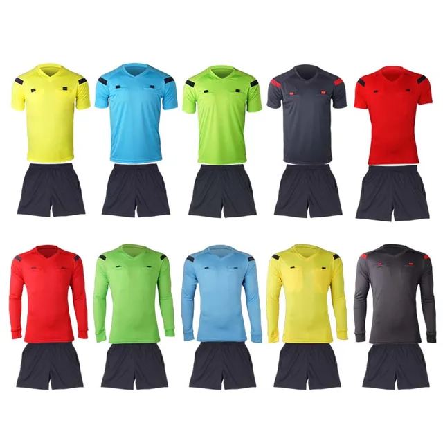 Soccer referee uniform sets 0118 polyester referee uniforms adults men's football referee