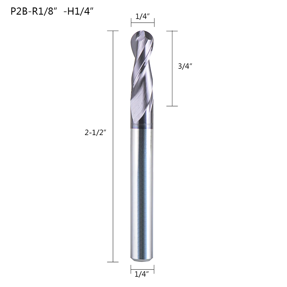 1 шт. дюймовый размер сферическая Концевая фреза 2 флейты ЧПУ Концевая фреза для обработки металлических граней и пазов hrc50 с покрытием концевые фрезы - Длина режущей кромки: P2B-R(1-8)-H(1-4)