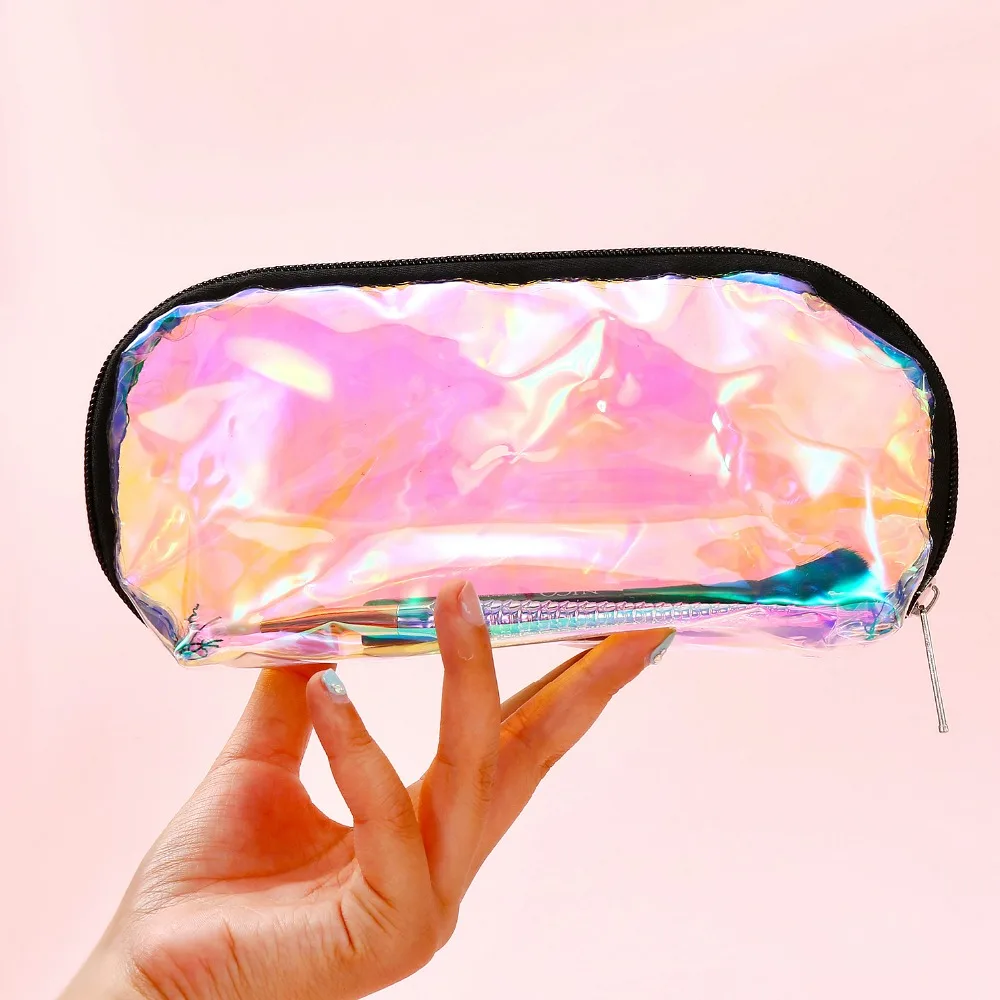 Women Fashion Laser Cosmetic Case Waterproof Holographic PVC Makeup Bag