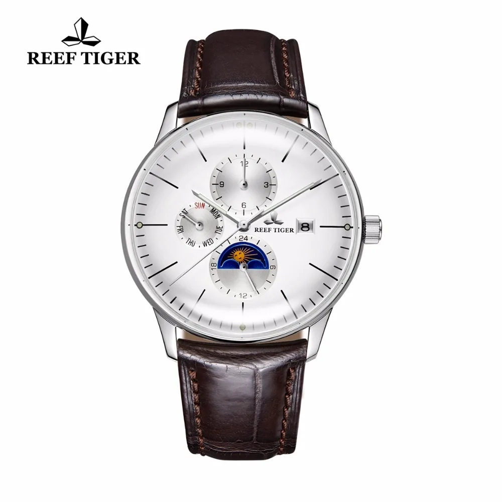 Мужские повседневные часы Reef Tiger/RT стальные Аналоговые с выпуклыми