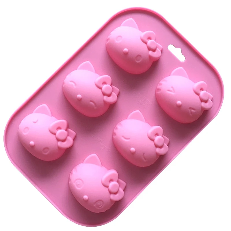 

6 Even Hello Kitty Expression Cartoon Silicone Cake Mold DIY Handmade Soap Mold Multi-Expression Cat Head Aroma Mold Baking Tool