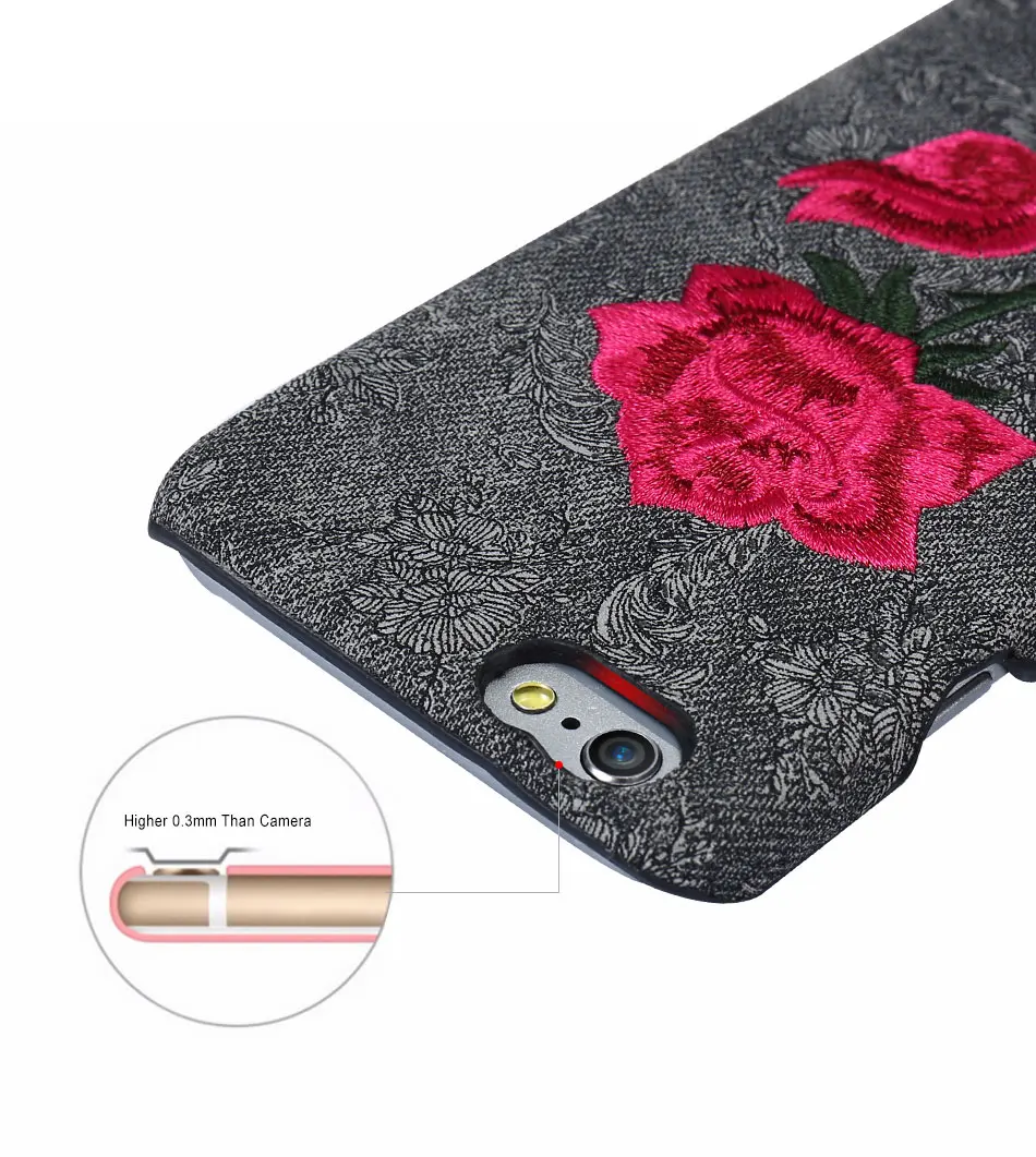 DOEES Vintage Phone Case For iPhone 6 6S 7 Plus Handmade 3D Rose Embroidery Pattern For Samsung Galaxy S8 Plus S7 S6 Edge Cases (7)