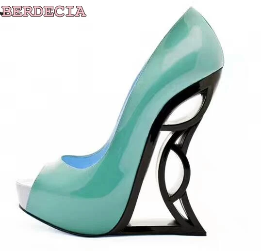 multi colored peep toe heels