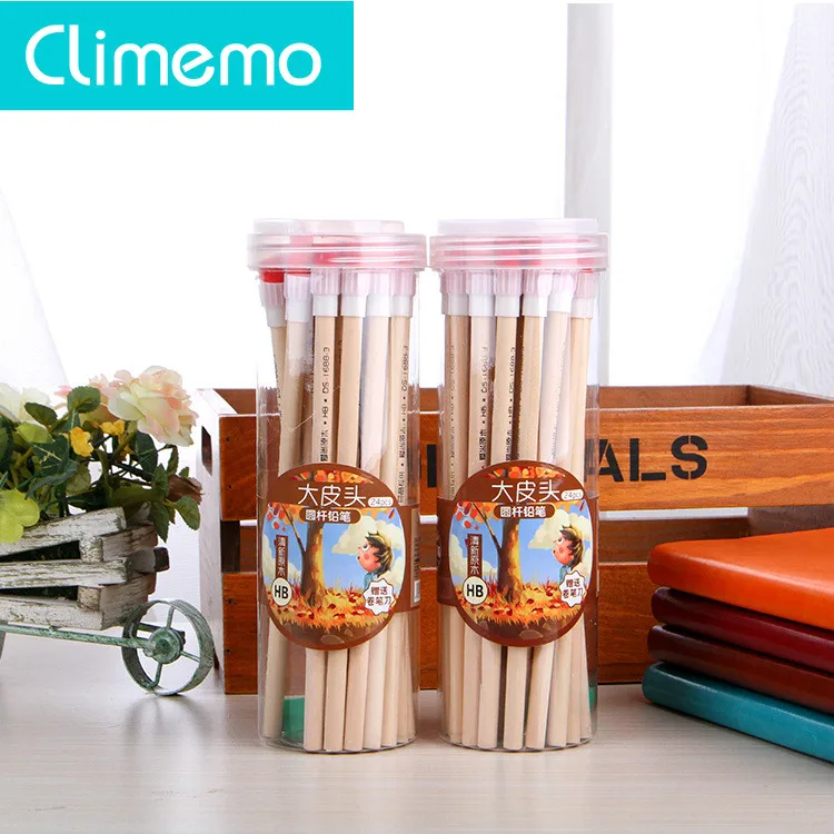 

Climemo Twenty-four barreled HB log pencils with erasers for primary school students to write pencils and study stationery
