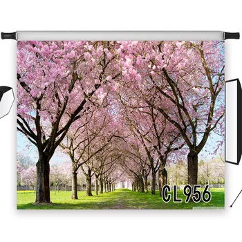 

Spring Park Cherry Blossom Washable No Crease Custom Background Photography Polyester Backdrop Studio Photographic Seamless