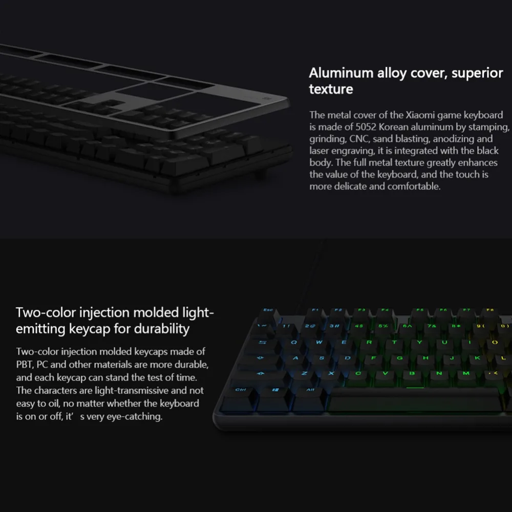 Xiaomi mi Ga нг клавиатура RGB Симфония с подсветкой крышка 104 ключей родился для борьбы