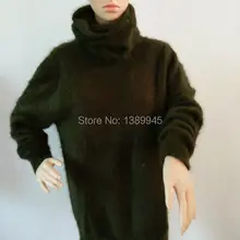 Turtleneck50CM натуральный норковый кашемировый свитер для женщин длинный кашемировый пуловер вязаный настоящий норковый стоячий воротник M1