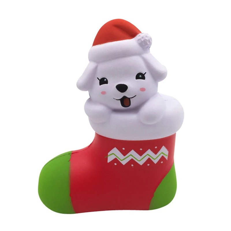 Squishy Slow Rising 15cm Christmas Socks Dog kawaii Squishy Jumbo Unpack the toy Charms Squeeze Phone Strap Squish kid Juguetes