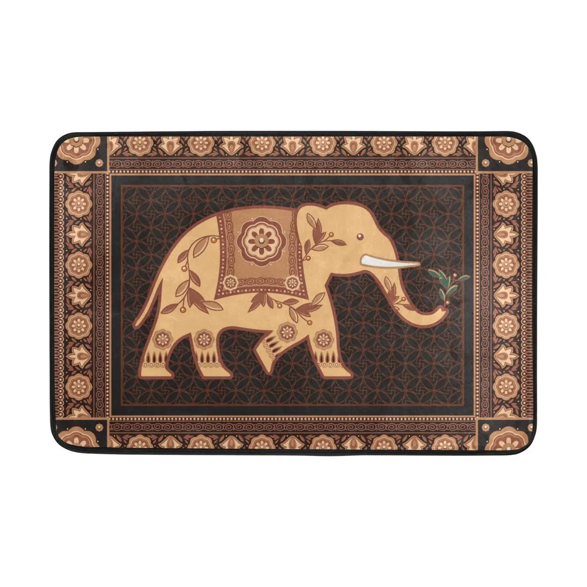 Mrmian Decorated Indian Elephant Rubber Non Slip Entry Way Floor Mat