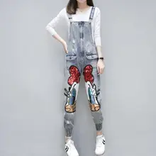 Женские Модные свободные длинные джинсовые брюки комбинезоны с героями мультфильмов Повседневный джинсовый женский комбинезон на бретельках с открытой спиной