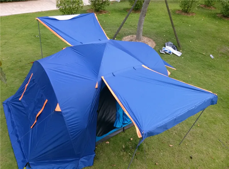 Туристическая походная уличная палатка для 6-8 человек, семейная палатка для кемпинга, семейная автоматическая палатка с двумя спальнями для машины с большой снежной юбкой