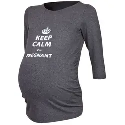 Для женщин для беременных одежда с длинным рукавом Топы с буквенным принтом Футболка для беременных Одежда для кормящих матерей одежда для