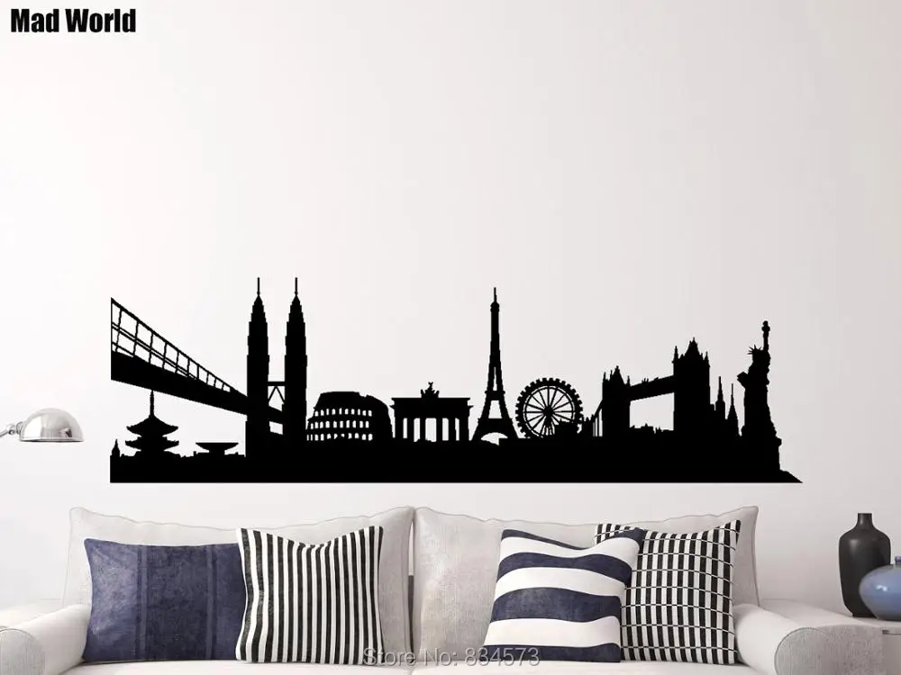 International Skyline city landscape landmarks Wall Art Stickers Wall