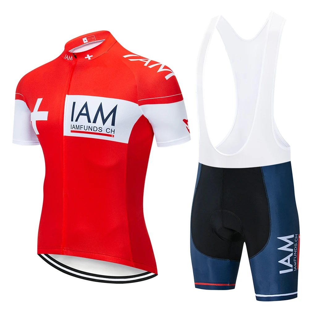 

2019 IAM Cycling Set Red Cycling Jersey Summer Team Short Sleeves Bike Clothing outdoor Cycling Sports Clothing Quick drying