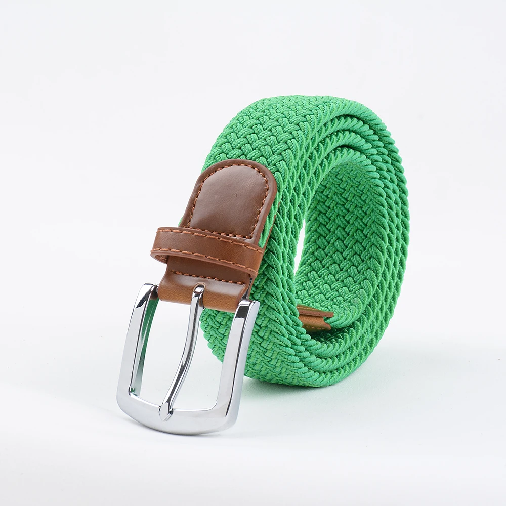 Unisex elastic belts Woven Leather Pin Buckle Elastic Waist Belt Men