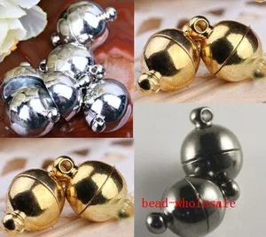 OMH оптовая продажа Бесплатная доставка 6 мм и 8 мм на выбор 10 комплектов серебряный & Золотой & черный круглый шар магнитные застежки Подвески OMH34 - изображение